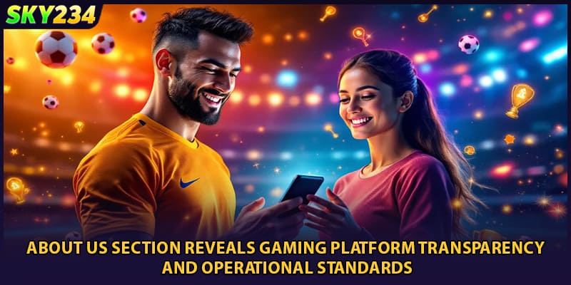 About us section reveals gaming platform transparency and operational standards