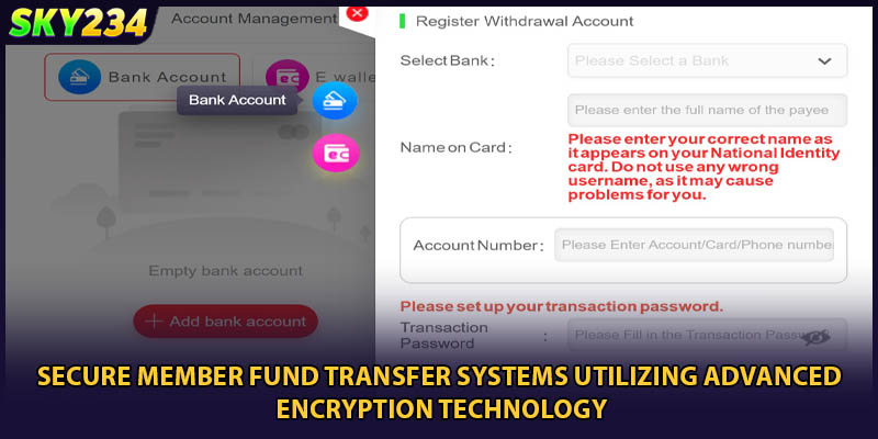 Secure member fund transfer systems utilizing advanced encryption technology