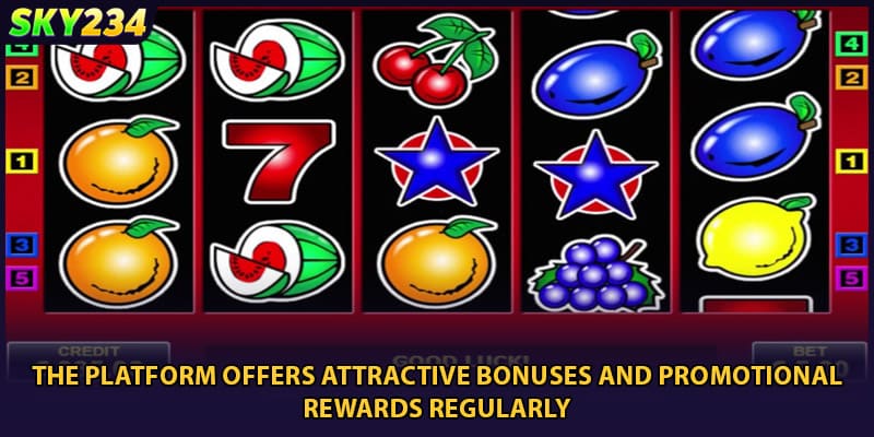 The platform offers attractive bonuses and promotional rewards regularly